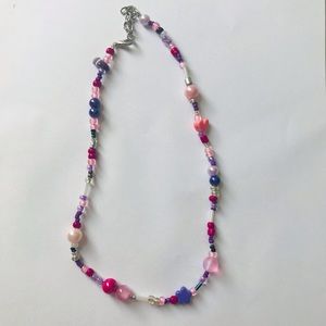Handmade Pink Purple Pearl Gemstone Beads Necklace